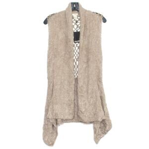 NWT Escio Womens Cardigan Sweater Vest Sleeveless Eyelash Brown Size Large FE